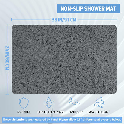 Non-Slip Bathtub Mat, Anti Slip Shower Mat, Fast Drying Bathtub Mats, Foot Scrubber Mat, Anti Slip Mat for Tub, Floor, Bathroom, Kitchen, Home, Hotel (Grey 36"×24")