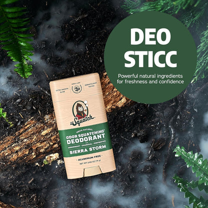 Dr. Squatch Natural Deodorant for Men - Sierra Storm – Smells Like Giant Mountain Sequoias - Odor-Squatching Men's Deodorant Aluminum Free (2.65 oz, 3 Pack)