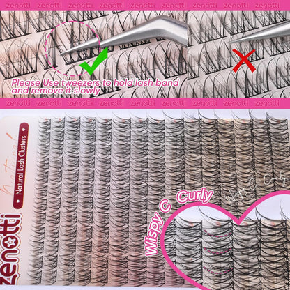 Lash Clusters Natural Look Cluster Eyelash Extensions Wispy Lashes Extensions 8-16mm DIY Individual Lashes 180PCS Thin Band Eyelashes Cluster by zenotti