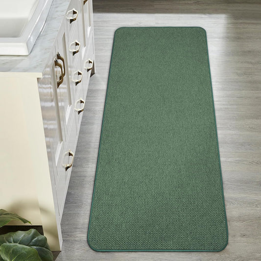 Bath Mat,Ultra Thin Bathroom Runner Rugs,Large Bath Mats for Bathroom,Quick Dry,Non-Slip,Machine Washable,Low Pile,Bath Rug,Shower Outside,Sink,Home Decor Accessories.Green,1'5"x4'11"（17x59inch）