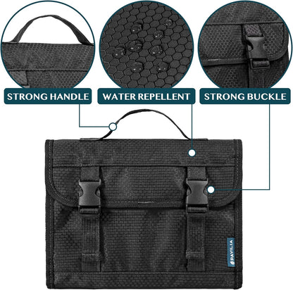 PAVILIA Travel Hanging Toiletry Bag for Women Men, Large Capacity Makeup Bag Kit, Waterproof Cosmetic Storage Organizer Case for Bathroom Shower