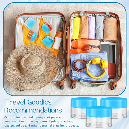 Patelai 4 Pieces Round Wide-mouth Leak Proof Plastic Container Jars with Lids for Travel Storage Makeup Beauty Products Face Creams Oils Salves Ointments DIY Making(1 Ounce,Blue)