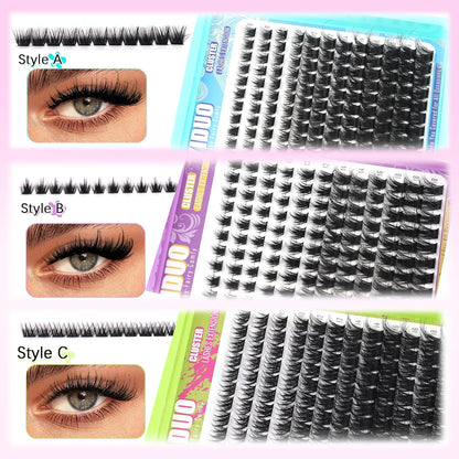 3 Styles Lash Clusters Kit Bulk Packs with 2×Bond&Seal Volume/Manga/ultra/Dramatic Eyelash Extensions 8-18mm lashes Clusters Kit Wispy D Curl Individual Fake Eyelashes Kit DIY at Home Easily
