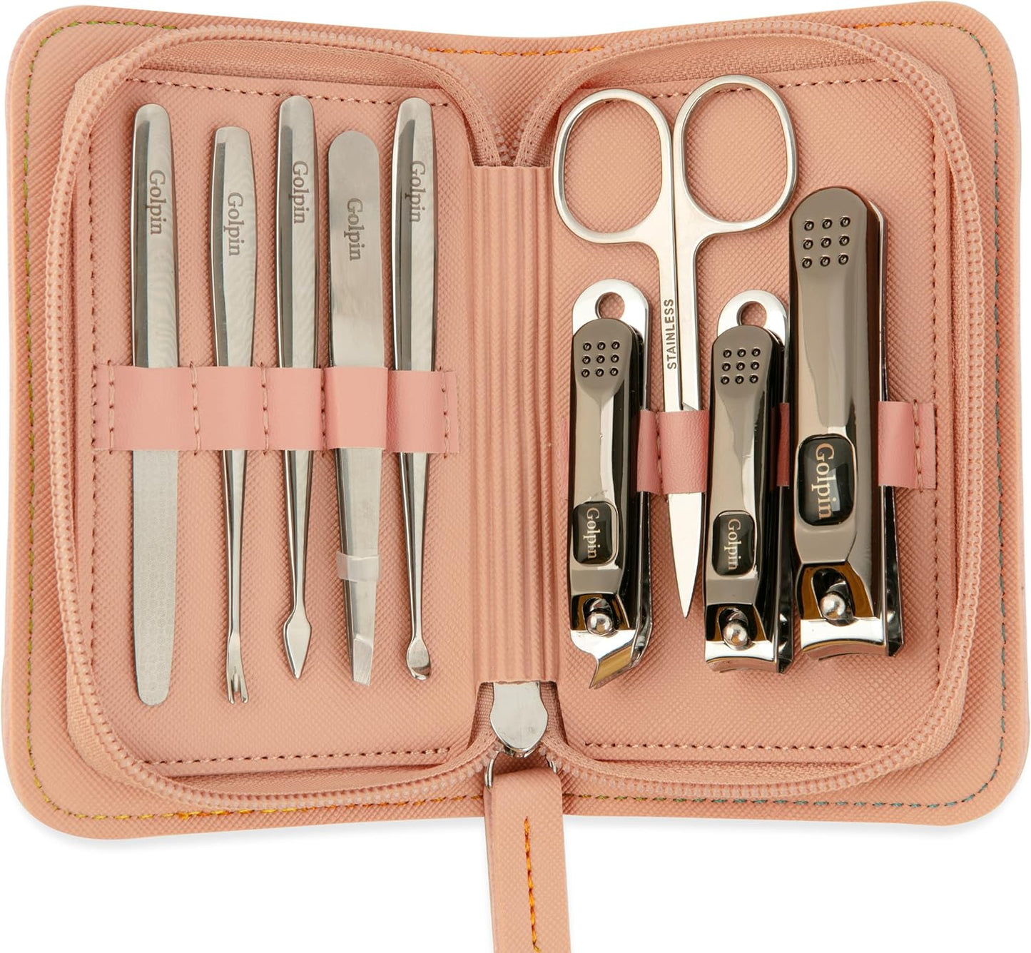 9 Pcs Manicure Kit for Men & Women – Stainless Steel Tools with Pink Travel Nail Kit Case, Nail Clippers, Cuticle Pusher, File, Gift Ready Women & Mens Manicure Set