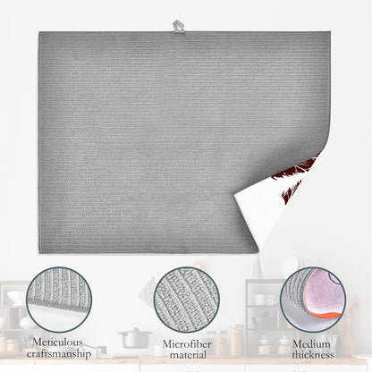 Christmas Santa Claus Dish Drying Mats 18x24 Inch,Christmas Snowflakes Dish Pad Drying Rack Mat for Kitchen Counter Ultra Absorbent Microfiber Dishware Coffee Maker Bar Countertop Decor