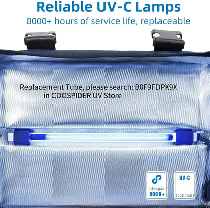 UVC Sanitizer Box Ozone Free with Timer, Portable Large Cleaner Bag with USB Port, UV Light Blue Tote for Mask, Cell Phone, Baby Bottle, Key, Towel 12L/3.17 gal