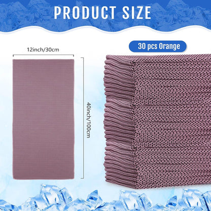 Hosuly 30 Pack Cooling Towels, 40"x12" Ice Breathable Soft Chilly Sweat Rag Microfiber Workout Rags for Gym Cooling Towels for Neck and Face for Yoga Golf Sport Running