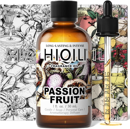 HIQILI Passion Fruit Fragrance Oil for Home Diffuser, Oil Burner, Great for Soap, Candle & Perfume Making, Add to Body Lotion - 1 Fl Oz