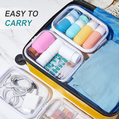 Sanwuta 6 Pcs Clear Hard Zipper Case Pencil Pouches Hard Plastic Zipper Pouches Makeup Bag Transparent Cases for Snacks Plastic Storage Organizer Box for Travel(White,7.09 x 5.12 x 2 Inch)