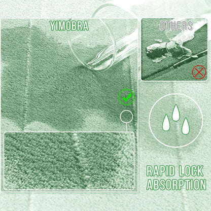 Yimobra Memory Foam Bath Mat, Super Soft Absorbent Bathroom Rug Non Slip 31.5x20 Inch, Quick Dry, Machine Washable Floor Carpet for Tub Shower, Home Decor Accessories, Pale Green