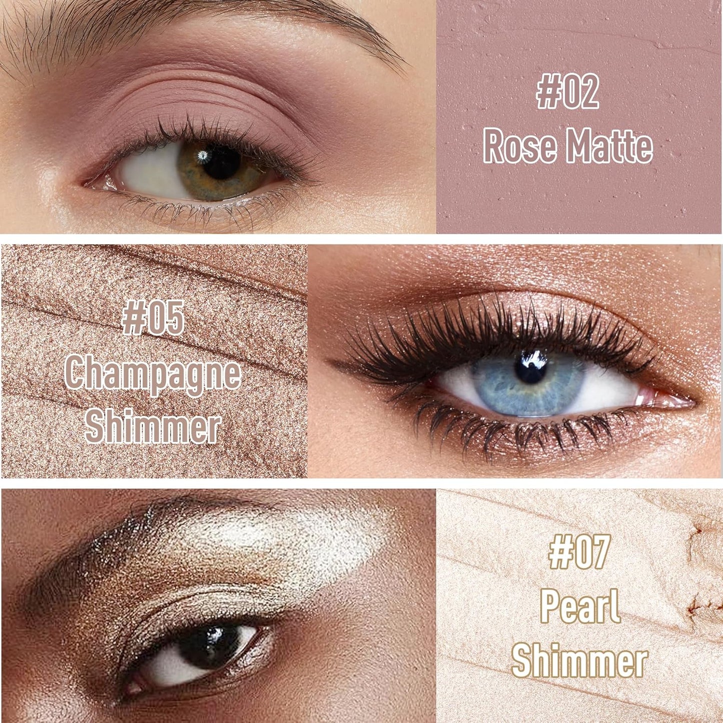 FV Waterproof Eyeshadow Stick Duo,Long-Lasting Cream Eye Shadow Makeup Sets, High Pigmented Eyeshadow Pencil with Matte & Shimmer Finish, Natural Look (Rose & Champagne)