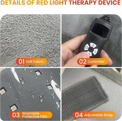 Red Infrared Light Device for Back: Neck Shoulder Body Pain Relief, Electric Heated Red Light Therapy Device, 660nm&850nm Dual-chip LED Wrap Pad Muscle Relaxing for Women Men at Home 6 Timers Auto‑Off