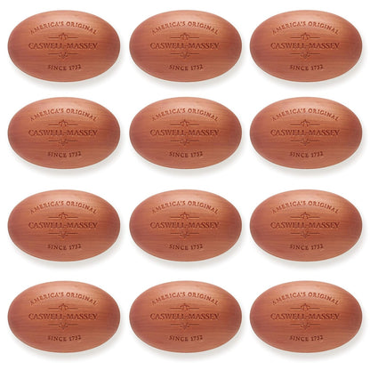 Caswell-Massey Woodgrain Sandalwood Natural Bar Soap Gift Set - Moisturizing Triple-Milled Body Soap for Men - Plant-Based with Essential Oils for Soft Skin, Cruelty-Free, USA Made, 12 Bars x 5.8 oz