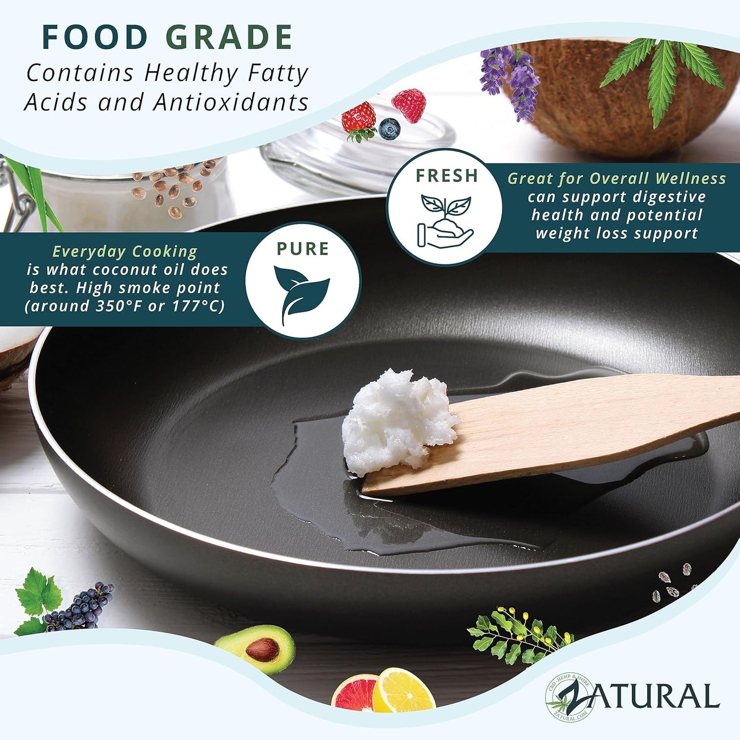 Zatural Coconut Oil, 100% Virgin Organic Extra Virgin Unrefined, Cold Pressed, 8 Pounds (16 Ounce)