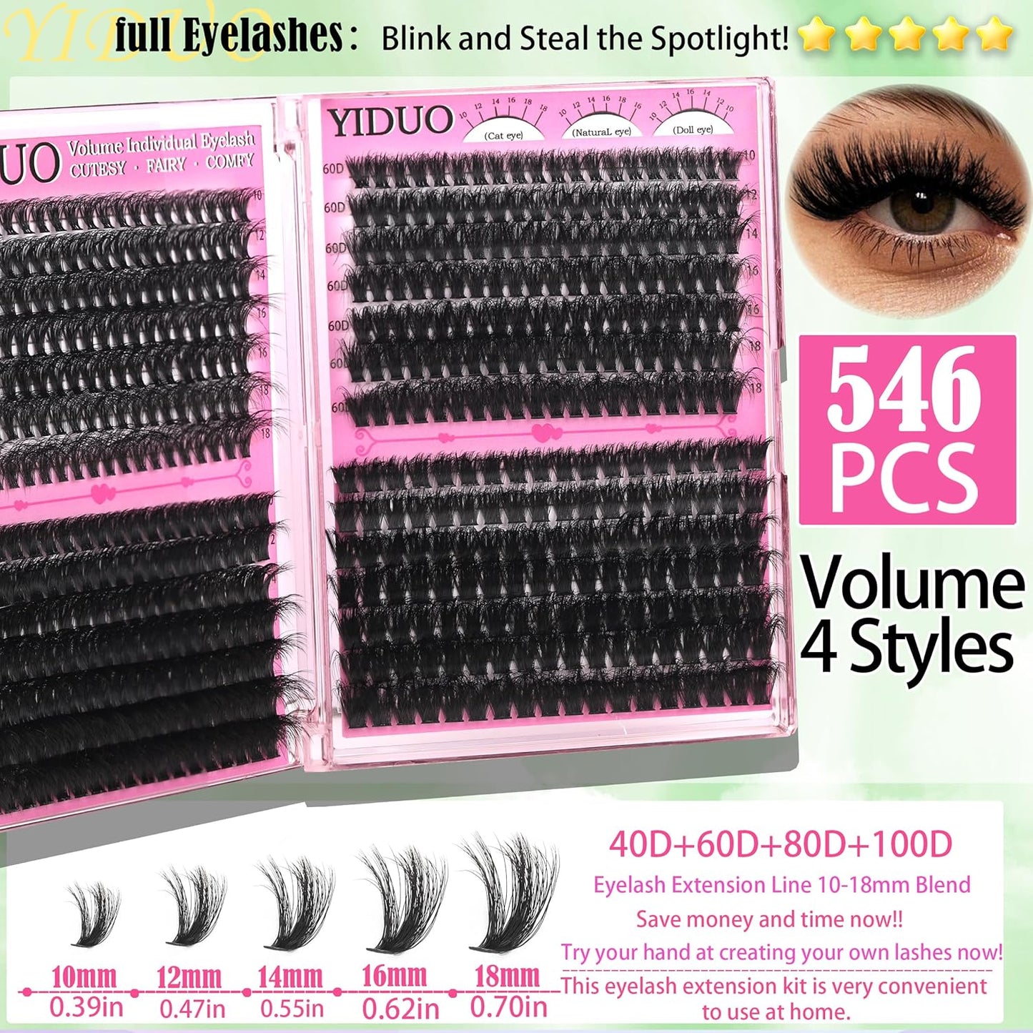 Lashes Clusters Kit 1846Pcs Bulk Packs Volume False Eyelash Extensions D Curl Wispy Individual Eyelashes, Volume Studio Effect, Wholesale Large Pack with Glue&Seal|Tweezers|Removers|Cleanser