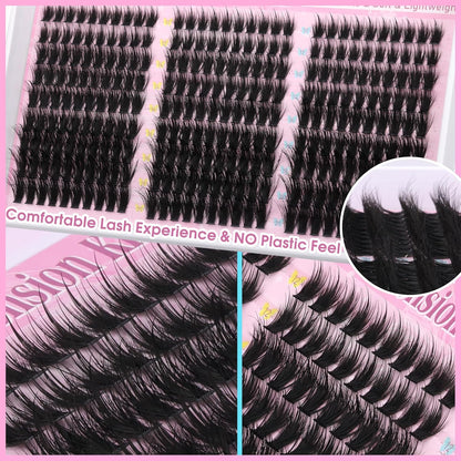 Winifred Lash Clusters Kit Fairy Eyelash Clusters with Spikes Wispy Lash Extension Kit Natural Cluster Eyelash Extensions C Curly Anime Individual Lashes Kit Lash Bond and Seal Tweezers (12-20mm)