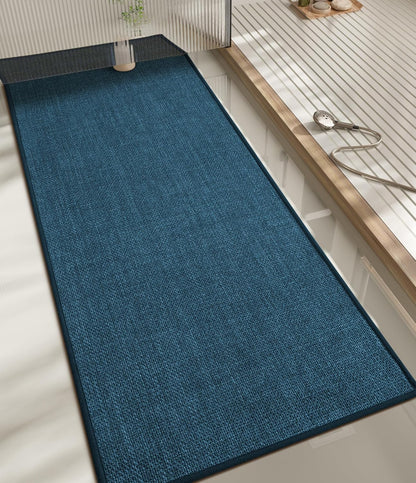 chakme Bathroom Rugs Mat 59x17, Ultra Thin Bath Rug Non Slip Runner Quick Dry Absorbent Bath Mat for Bathroom, (Dark Blue, 59"x17")