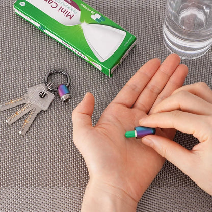 Micro Keychain Pill Holder Titanium Waterproof Mini Pill Container for Emergency Medicine，Travel Purse Pocket (Blue)