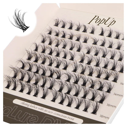 PopUp Cluster Lashes Wispy Cluster Eyelash Extensions 3D DIY Lash Clusters 10-16mm Multilayered Eyelash Clusters, Reusable Fluffy Individual Lashes Cluster(BDD06)