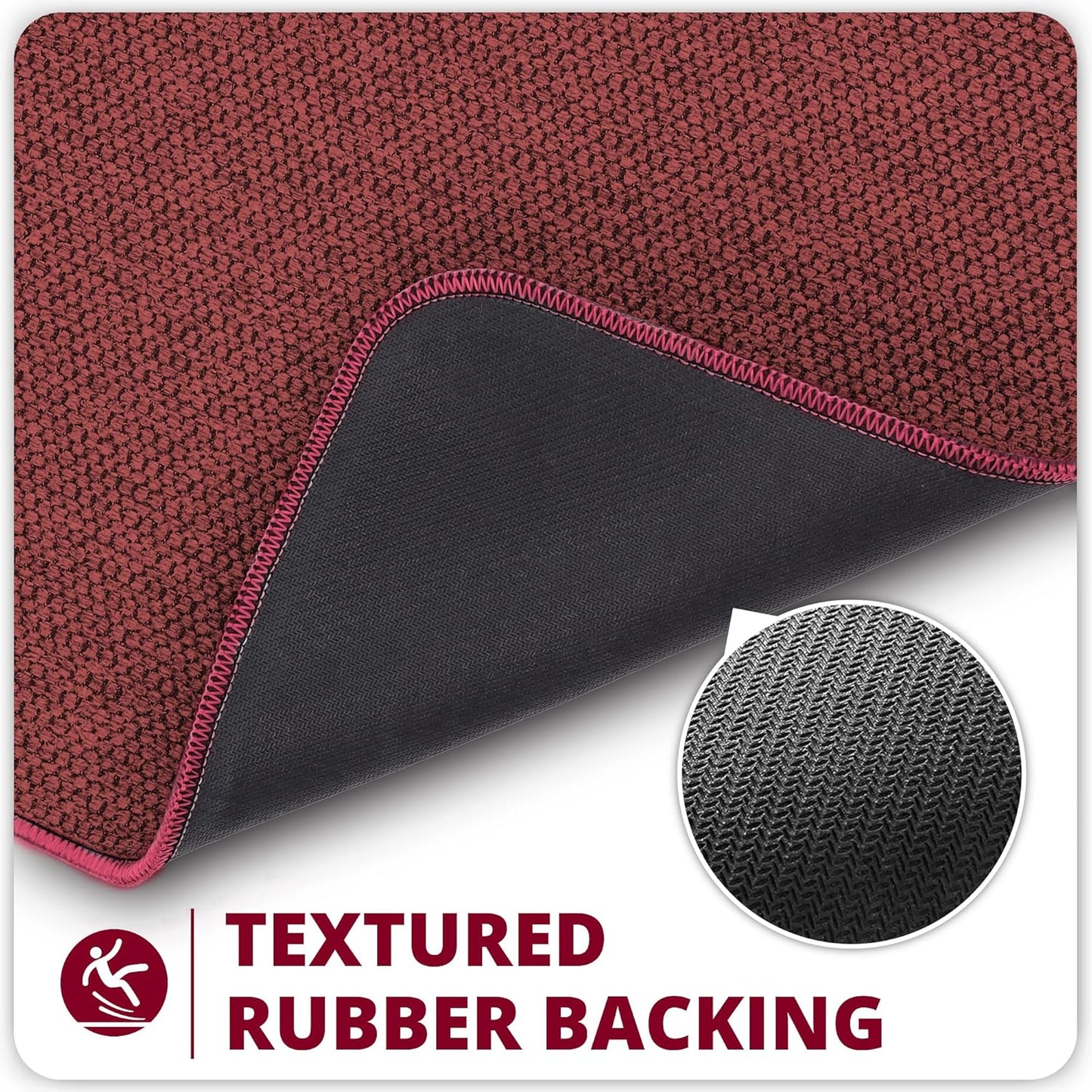 Bath Mat,Ultra Thin Bathroom Runner Rugs,Large Bath Mats for Bathroom,Quick Dry,Non-Slip,Machine Washable,Low Pile,Bath Rug,Shower Outside,Sink,Home Decor Accessories.Red,1'5"x4'11"（17x59inch）