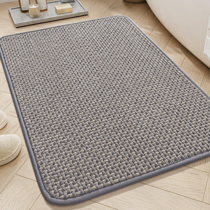 AMOAMI Chenille Bath Mat Super Absorbent Bathroom Mat Quick Dry Bath Mats for Bathroom Rubber Backed Bathroom Rugs Non Slip Washable Fit Under Door, Front of Bathtub, Sink, LIGHTGREY&Beige 24"x36"