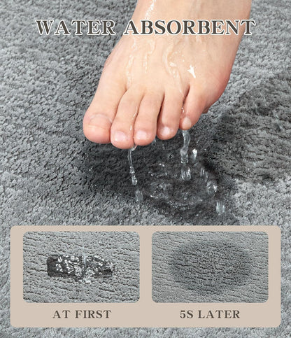 chakme Bathroom Rugs Mat 36x24, Ultra Thin Non Slip Bath Mat Quick Dry Absorbent Bath Mat for Bathroom Floor, (Light Grey, 36"x24")