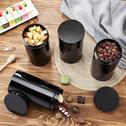 Patelai 4 Pieces Round Wide-mouth Leak Proof Plastic Container Jars with Lids for Travel Storage Makeup Beauty Products Face Creams Oils Salves Ointments DIY Making(32 Ounce,Pure Black)