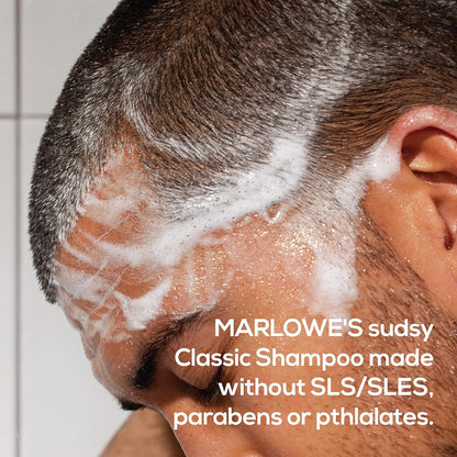MARLOWE. No.172 Classic Mens Shampoo, Clarifies, Invigorates and Refreshes Hair with Moisturizing Argan Oil & Coconut Oil, All Hair Types, Paraben & Phthalate Free, 8 Fl Oz