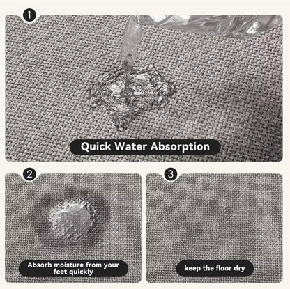 Ultra Thin Braided Bathroom Rugs Bath Mat Non Slip Washable, Rubber Backing Super Absorbent Thin Bathroom Rug Fit Under Door, Quick Dry Entrance Bath Rug Shower Floor Mat, Gray 20"x32"