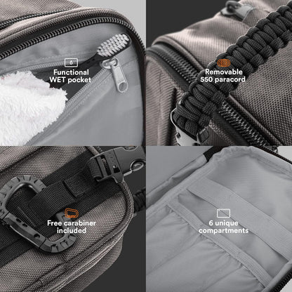 Fitdom Tactical Toiletry Bag Dopp Kit Case For Men. Perfect For Travel & Storage. Fits Large & Small Cosmetic Makeup, Clipper, Toothbrush, Shower, Shaving & Grooming Care. Best Overnight Organizer