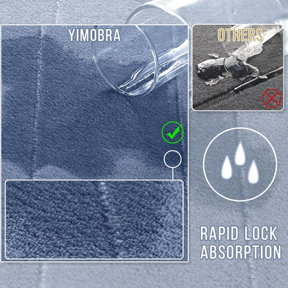 Yimobra Memory Foam Bath Mat, Super Soft Absorbent Bathroom Rug Non Slip 31.5x20 Inch, Quick Dry, Machine Washable Floor Carpet for Tub Shower, Home Decor Accessories, Denim Blue