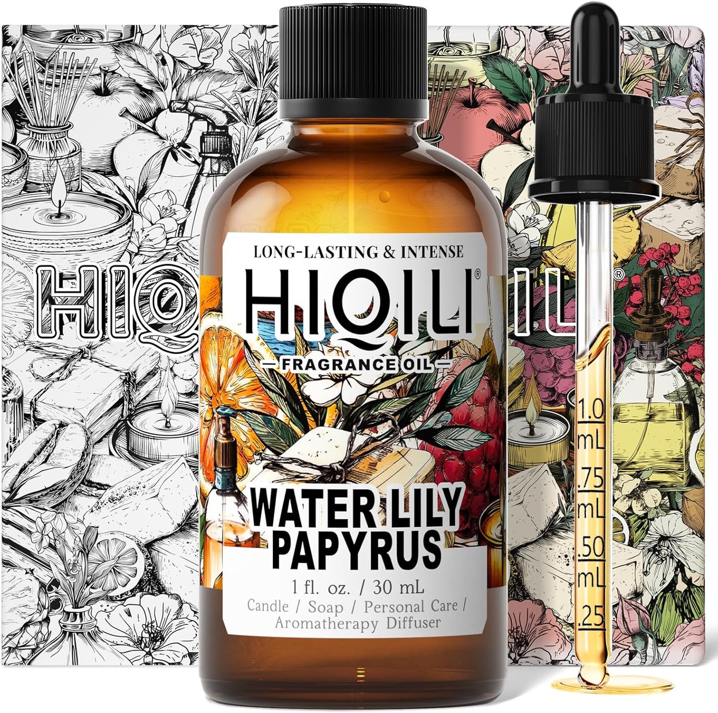 HIQILI Water Lily Papyrus Fragrance Oil for DIY Soap, Inspired by ISY-Myake L.d'Isy, Perfume, Candle Making, Fresh Scents for Laundry Dryer Balls, Gifts- 1 Fl Oz