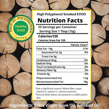 M.G. PAPPAS High Polyphenol Rich Smoked Infused Olive Oil Extra Virgin - Polyphenol Lab Report 650mg/kg- Unfiltered First Cold Pressed Greek EVOO - Award Winning - Smoked Oil Cooking – 12.7 Oz 375ml