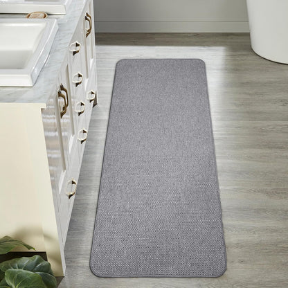 Bath Mat,Ultra Thin Bathroom Runner Rugs,Large Bath Mats for Bathroom,Quick Dry,Non-Slip,Machine Washable,Low Pile,Bath Rug,Shower Outside,Sink,Home Decor Accessories.Grey,2'x5'（24x60inch）