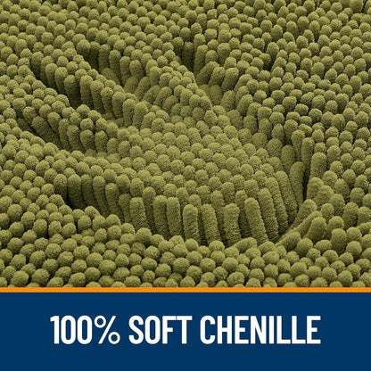 OLANLY Bathroom Rugs 30x20, Extra Soft Absorbent Chenille Bath Rugs, Rubber Backing Quick Dry, Machine Washable Bath Mats for Bathroom Floor, Tub and Shower, Home Decor Accessories, Willow Green