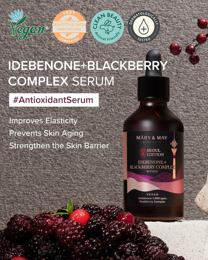 Mary&May SEOUL EDITION Idebenone Blackberry Complex Serum - Korean Anti Aging Face Serum for Skin Elasticity, Nourishing and Radiance - Fragrance-Free, Vegan, and Cruelty-Free, 2.7 fl.oz.