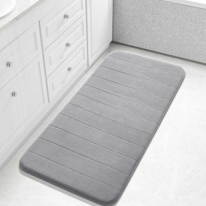 Yimobra Long Bath Mat 44"x24", Super Soft Quick Dry Memory Foam Bathroom Rug, Water Absorbent, Non Slip Backing Machine Washable for Tub Shower, Thick Comfort Support, Gray
