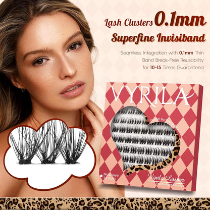 Lash Clusters 0.05mm PBT Fiber Eyelash Clusters, 0.1mm Superfine Invisiband D Curl Diy Lash Extension, 72pcs 8-16mm Individual Like Eyelash Extensions (Soul-D-8-16Mix)