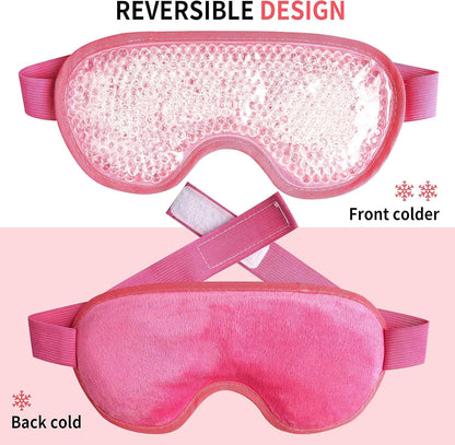 Cooling Eye Mask with Gel Bead, Reusable Cold Compress Ice Pack Sleeping Eye Cooling Pads for After Eyelid Surgery, Puffiness, Puffy Eyes, Headache, Migraine Relief (Red)