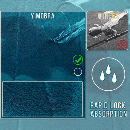 Yimobra Large Bath Mat 36"x24", Super Soft Quick Dry Memory Foam Bathroom Rug, Water Absorbent, Non Slip Backing Machine Washable for Tub Shower, Thick Comfort Support, Peacock Blue