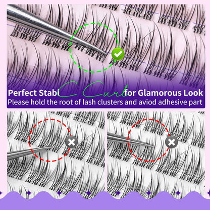 JIMIRE Self Adhesive Eyelashes Wispy Lash Clusters Natural Look 9-12MM Press on Lashes Self Adhesive Lash Clusters No Glue Needed Natural Pre Glued Lashes Clusters Reusable Invisible Band