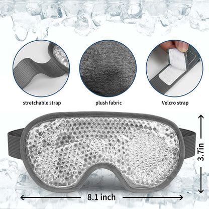 Cooling Eye Mask with Gel Bead, Reusable Cold Compress Ice Pack Sleeping Eye Cooling Pads for After Eyelid Surgery, Puffiness, Puffy Eyes, Headache, Migraine Relief(Grey)