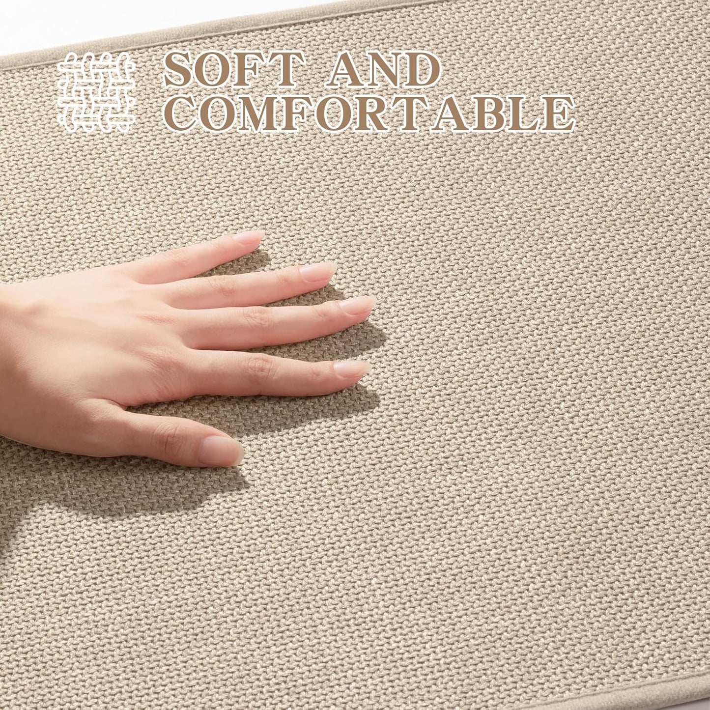 chakme Bathroom Rugs Mat 59x25, Ultra Thin Non Slip Bath Mat Large Quick Dry Absorbent Bath Mat for Bathroom Floor, (Light Beige, 59"x25")