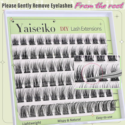 Self Adhesive Eyelash Clusters Press On Lashes, Self Adhesive Eyelashes No Glue Needed Lash Extension Reusable Wispy DIY Eyelash Extensions D curl Pre Glued Cluster Lashes 10-18mm(Y02 72Pcs)