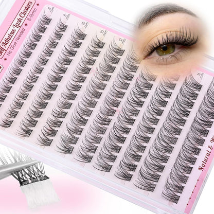 Self Adhesive Lash Clusters Natural No Glue Eyelashes Clusters Wispy Cluster Eyelash Extensions Pre Glued Lash Extensions 120pcs Press on Individual Lashes 8mm-16mm by zenotti