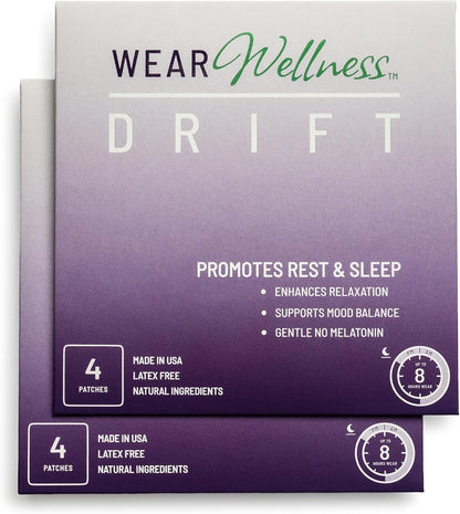 Drift Film Patches - Topical Sleep Patches for Rest & Relaxation - Patch with Valerian, GABA, and Lavender - Deep Natural Sleep - Long-Lasting Effect - 8 Pack