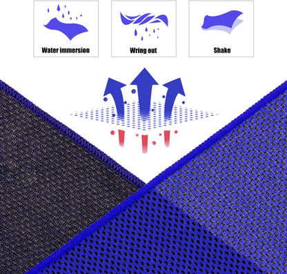 Biange Cooling Towel (Pack of 20, 40"x12") with Pouches for Sports, Workout, Fitness, Gym, Yoga, Golf, Pilates, Travel, Camping & More