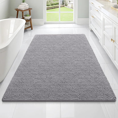 OLANLY Bathroom Rugs 70x46, Extra Soft Absorbent Chenille Bath Rugs, Rubber Backing Quick Dry, Machine Washable Bath Mats for Bathroom Floor, Tub and Shower, Home Decor Accessories, Grey