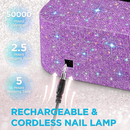 Cordless uv nail lamp, rechargeable