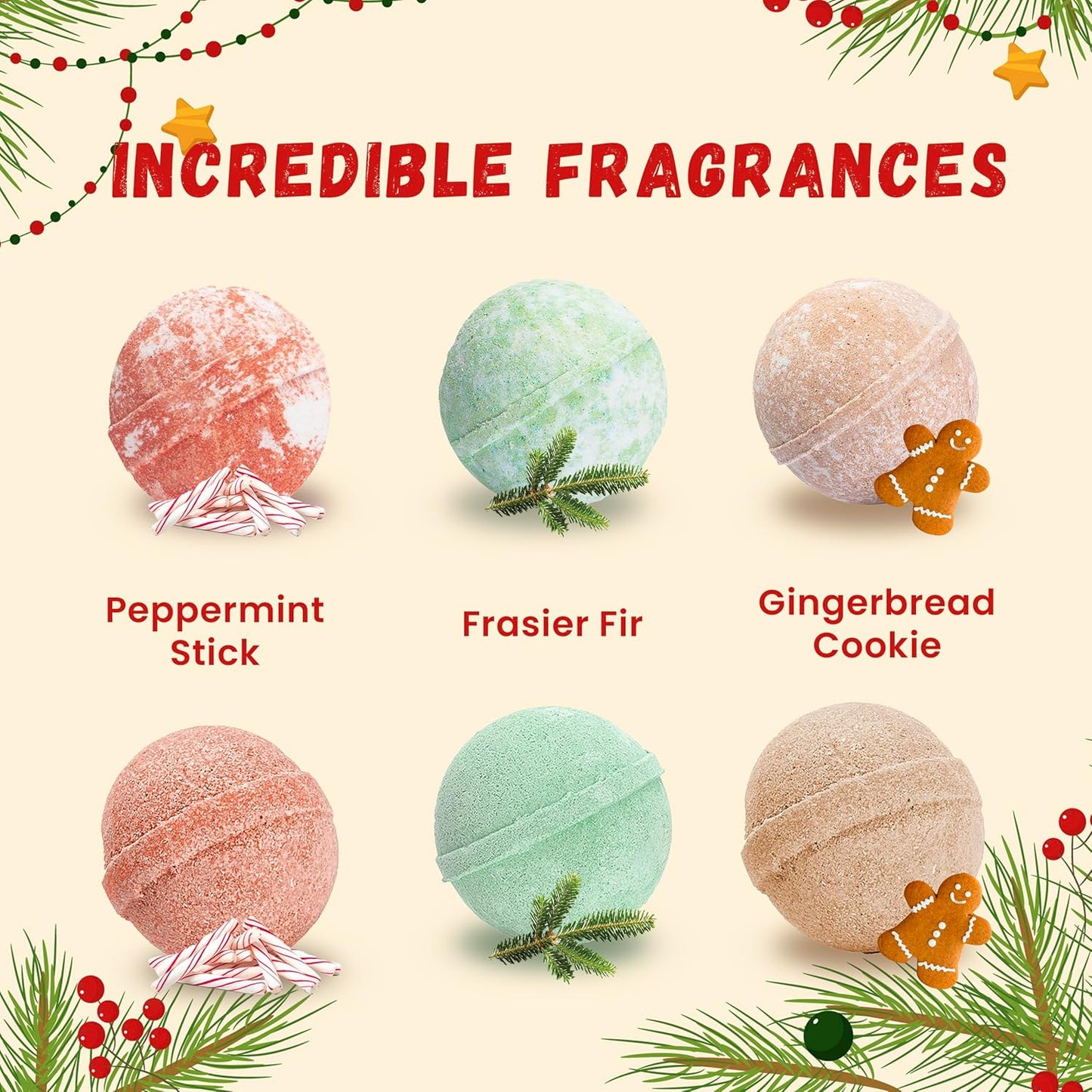 Christmas Bath Bombs for Kids with Surprise Toys Inside (6 Pack) - Holiday Gifts and Stocking Stuffers for Boys and Girls - Bubble Treats with Cheerful Scents, USA Made by Two Sisters